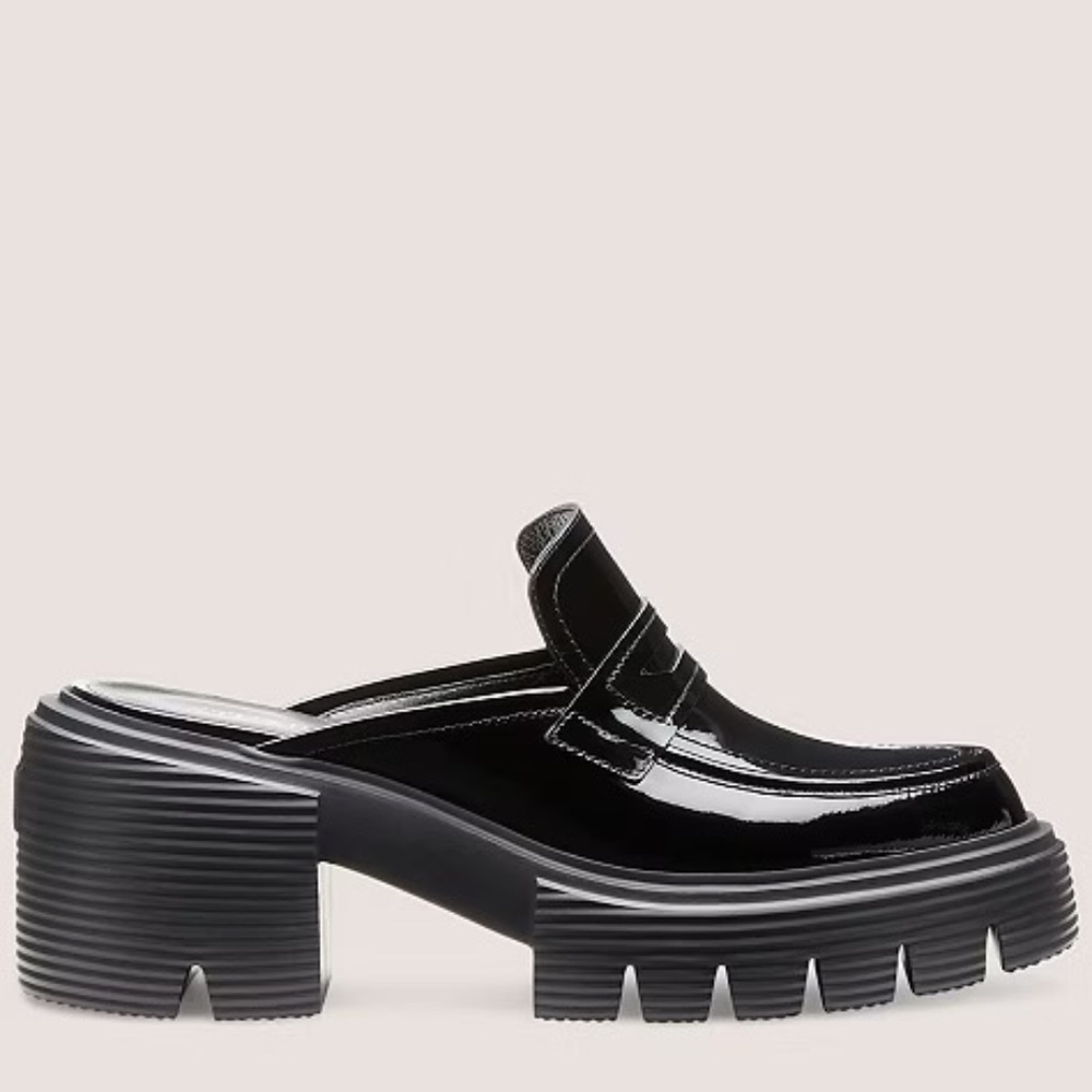 Stuart Weitzman SoHo Mule Slip-on Loafer Lug Sole Black Women's Size 6 / 36.5